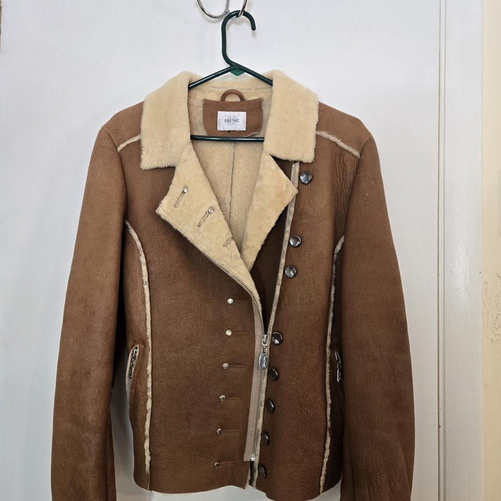 Prune Brown and Cream Leather Jacket